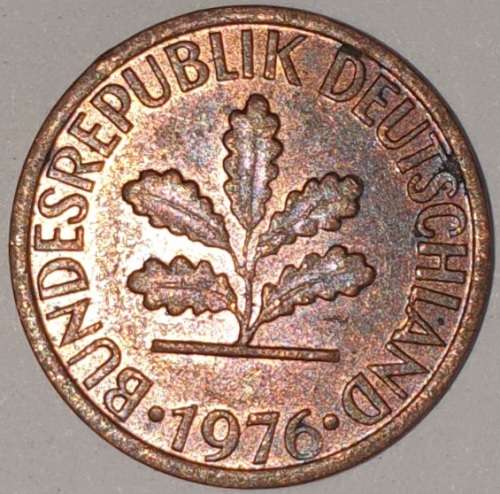 1976 D - 1 PFENNIG - ONE PFENNIG - GERMANY - FEDERAL REPUBLIC - (Copper Plated Steel)